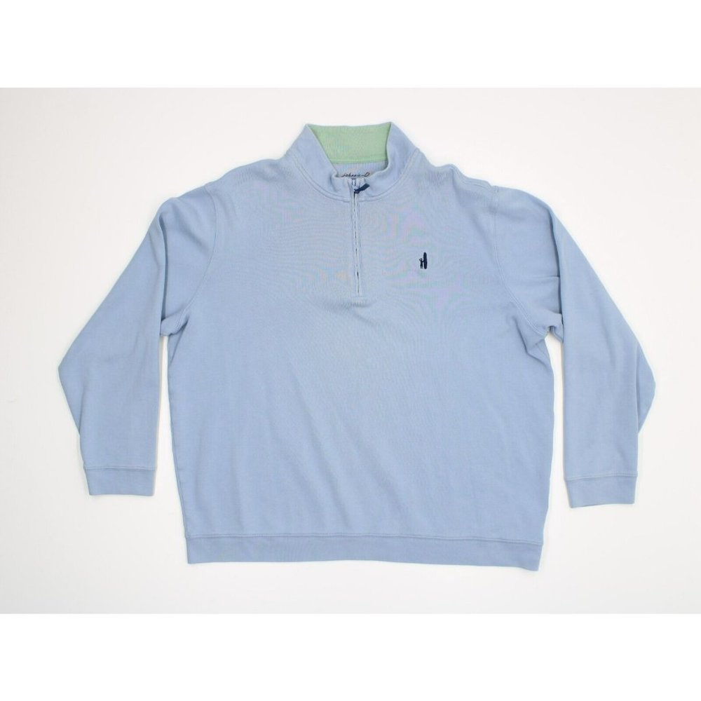 Johnnie O Mens 2XL 1/4 Quarter Zip Sweater Blue Cotton Blend Golf Long Sleeve